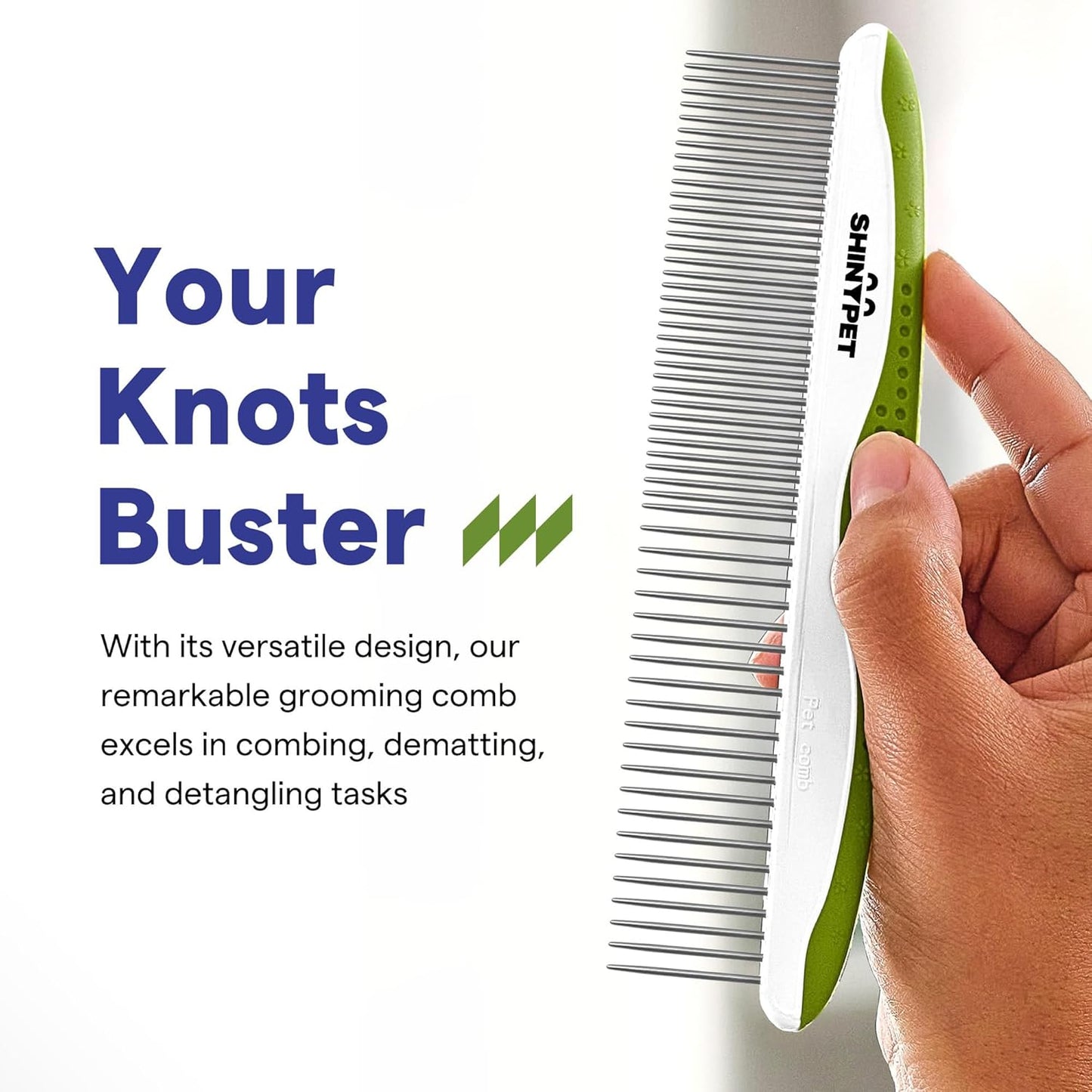 Ultimate Pet Grooming Comb for Dogs & Cats – Effortlessly Remove Tangles, Knots, and Matted Fur – Durable Stainless Steel Teeth & Comfortable Non-Slip Handle – Essential Tool for Home Grooming with Free Ebook Guide