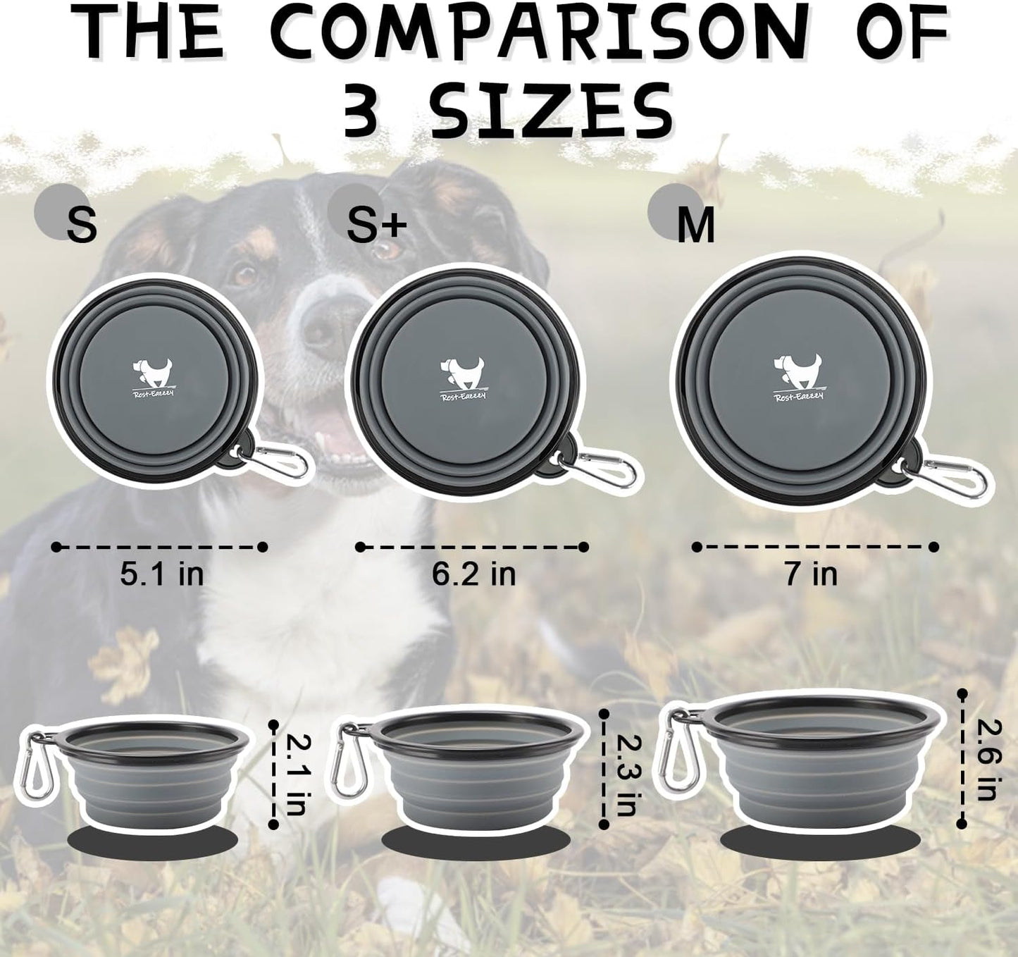 Collapsible Travel Dog Bowls - 2-Pack Portable Feeding & Watering Dishes for Pets with Carabiners (BPA Free, Grey & Pink, Medium)