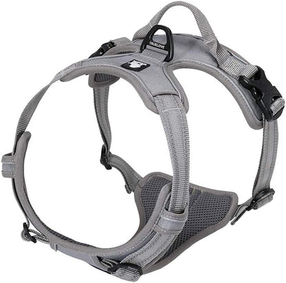Adjustable No-Pull Reflective Dog Harness - Comfortable Control in Vibrant Colors (Truelove TLH5651, Gray, Large)