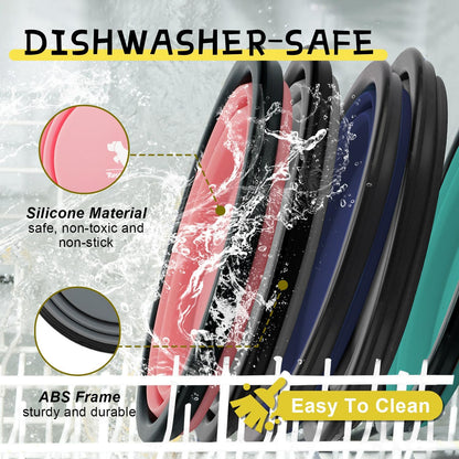Collapsible Travel Dog Bowls - 2-Pack Portable Feeding & Watering Dishes for Pets with Carabiners (BPA Free, Grey & Pink, Medium)