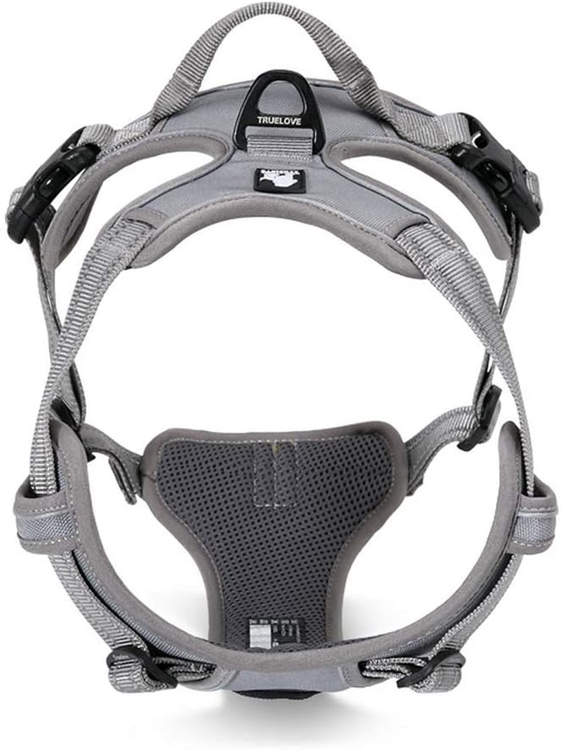 Adjustable No-Pull Reflective Dog Harness - Comfortable Control in Vibrant Colors (Truelove TLH5651, Gray, Large)