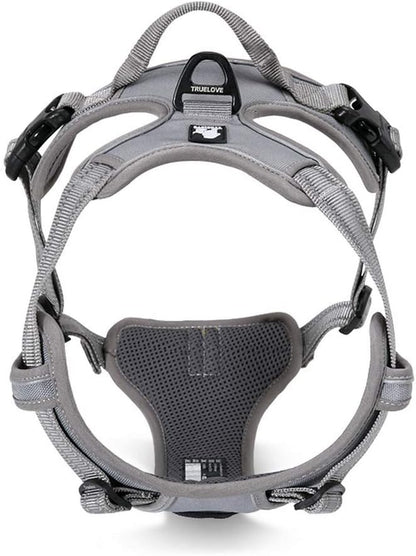 Adjustable No-Pull Reflective Dog Harness - Comfortable Control in Vibrant Colors (Truelove TLH5651, Gray, Large)
