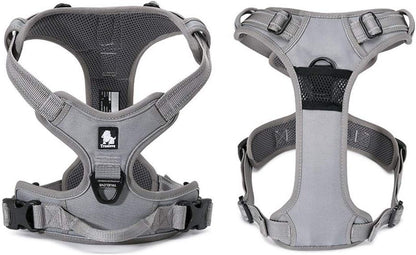 Adjustable No-Pull Reflective Dog Harness - Comfortable Control in Vibrant Colors (Truelove TLH5651, Gray, Large)